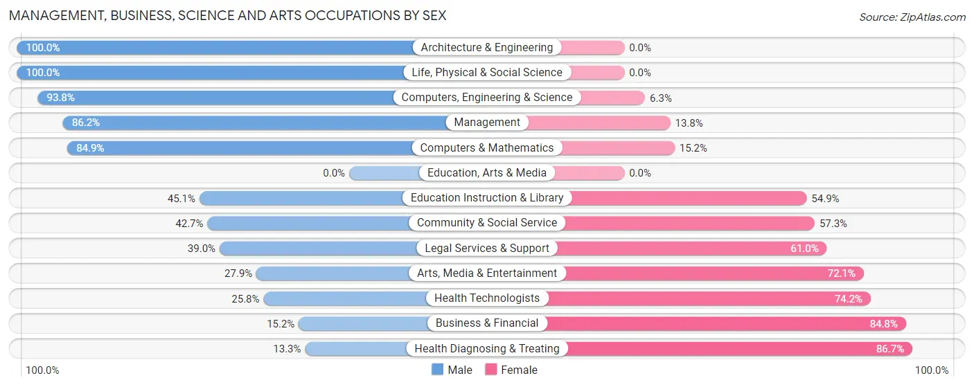 Management, Business, Science and Arts Occupations by Sex in Spring Grove