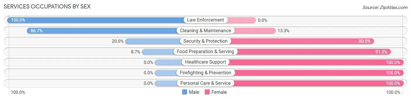 Services Occupations by Sex in St Rose