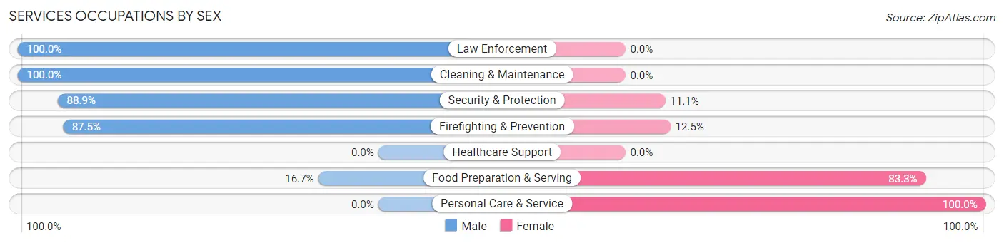 Services Occupations by Sex in Stanford