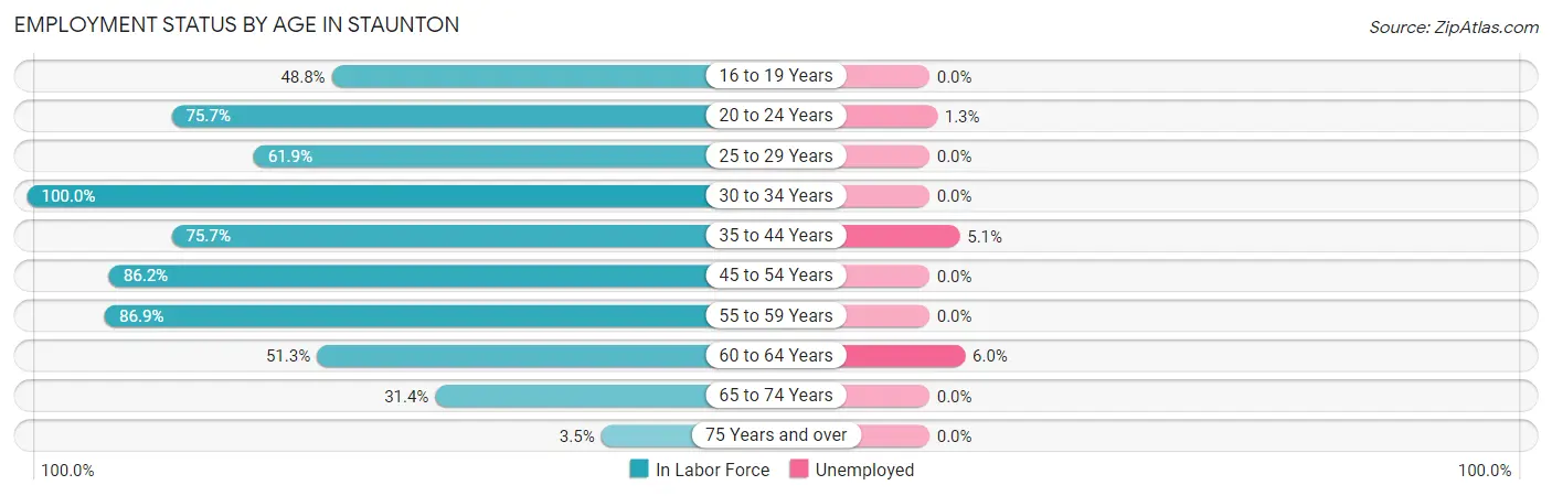 Employment Status by Age in Staunton