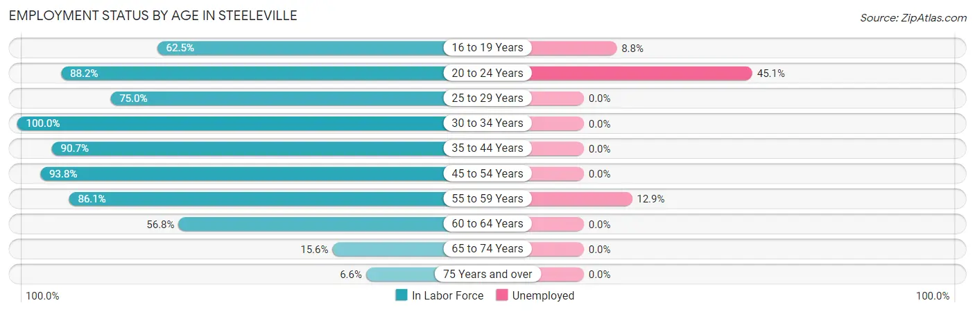 Employment Status by Age in Steeleville