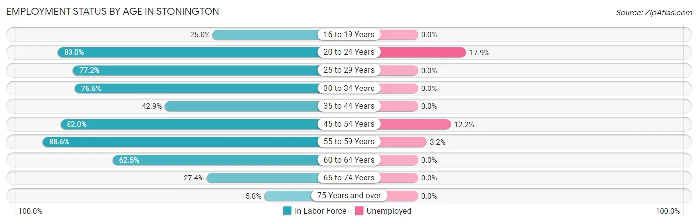 Employment Status by Age in Stonington