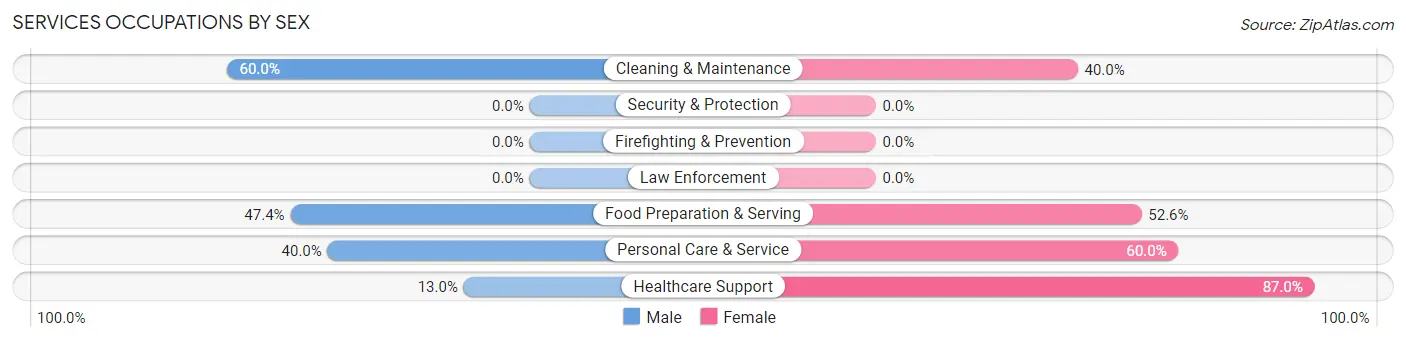 Services Occupations by Sex in Stonington