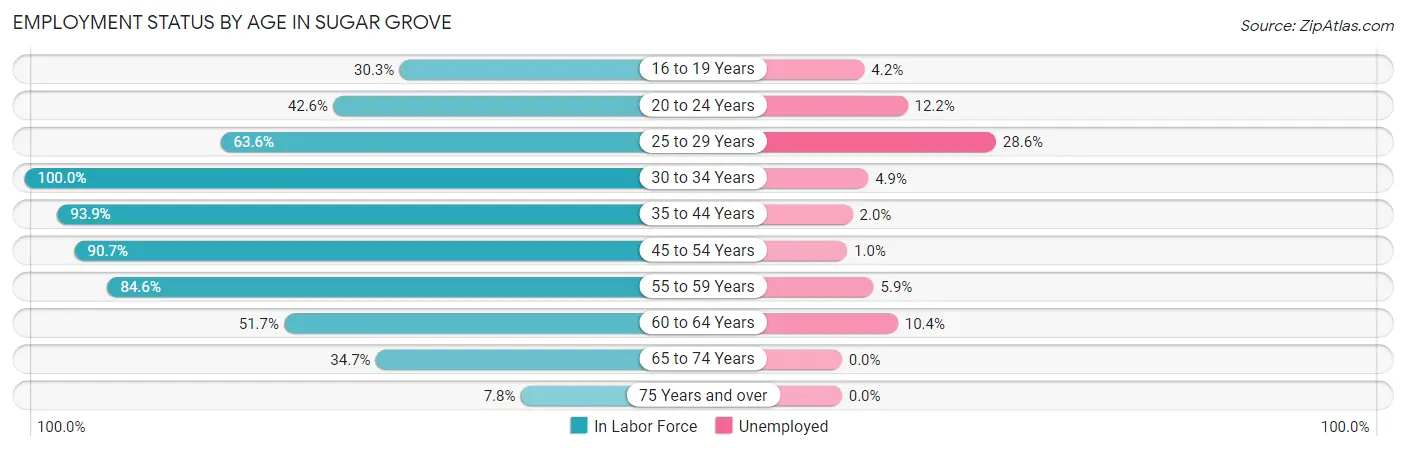 Employment Status by Age in Sugar Grove