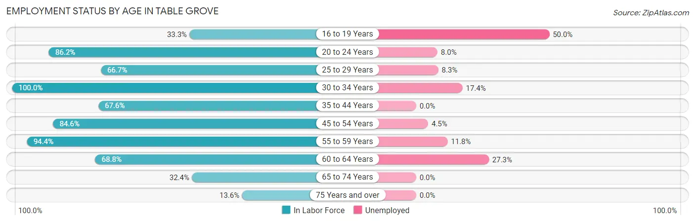 Employment Status by Age in Table Grove