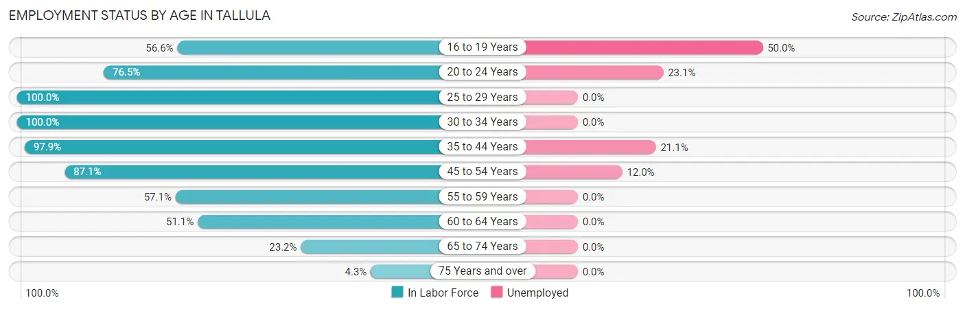 Employment Status by Age in Tallula