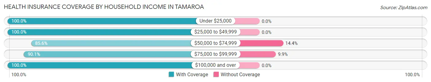Health Insurance Coverage by Household Income in Tamaroa