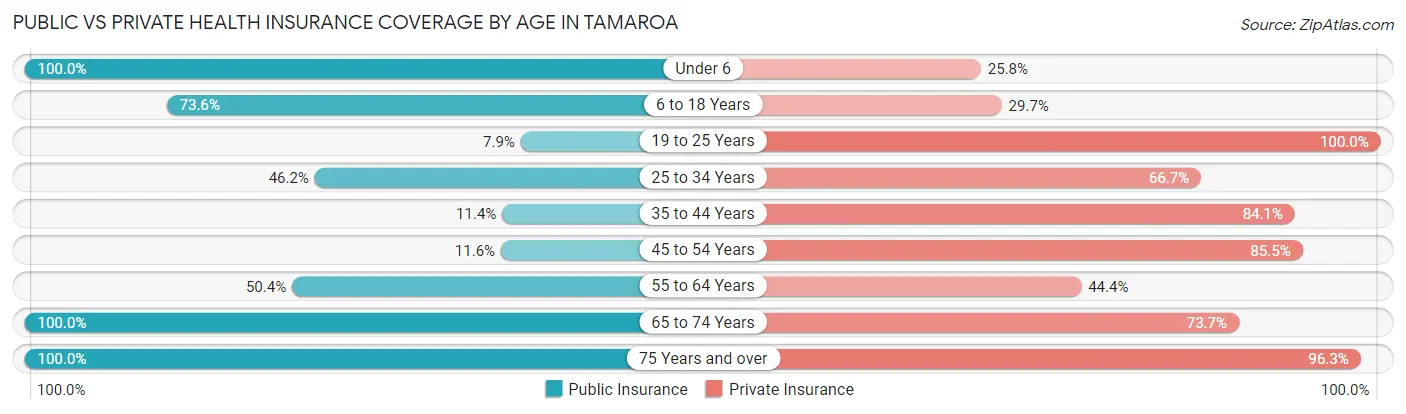 Public vs Private Health Insurance Coverage by Age in Tamaroa