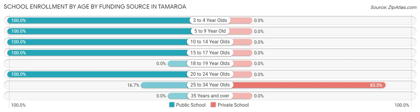 School Enrollment by Age by Funding Source in Tamaroa