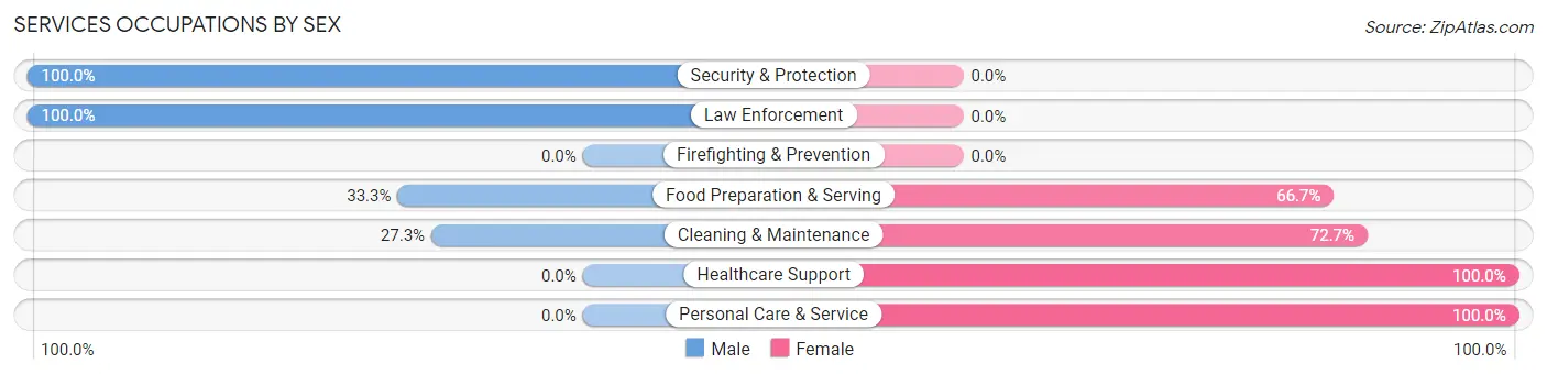 Services Occupations by Sex in Taylor Springs
