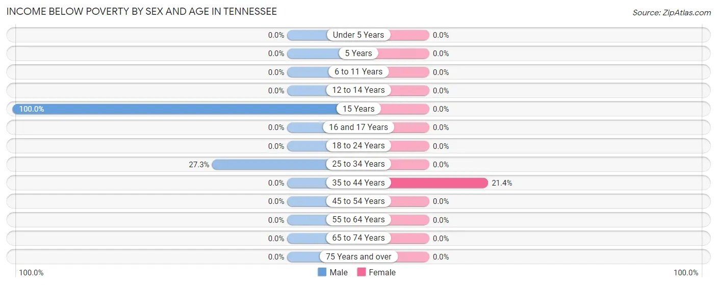 Income Below Poverty by Sex and Age in Tennessee