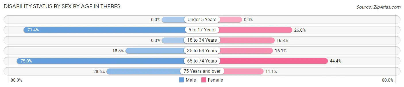 Disability Status by Sex by Age in Thebes