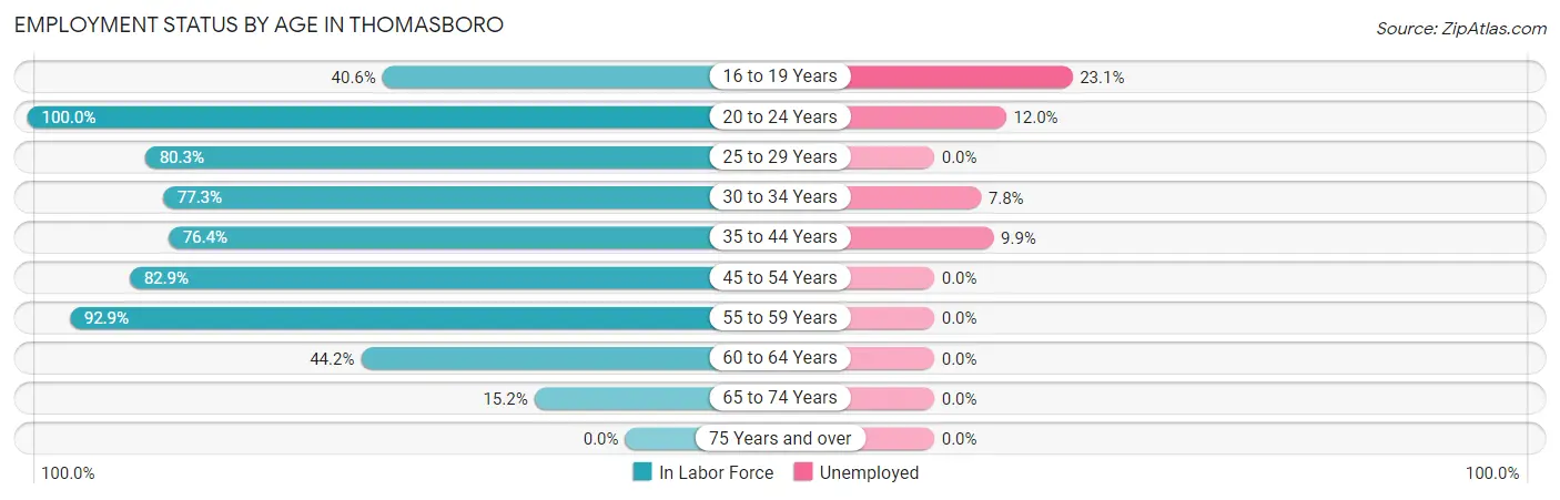 Employment Status by Age in Thomasboro