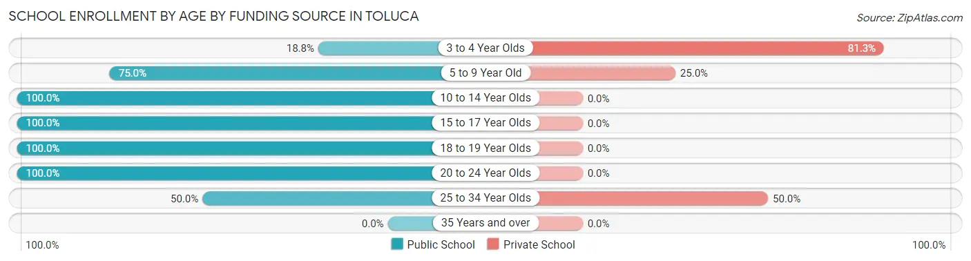 School Enrollment by Age by Funding Source in Toluca