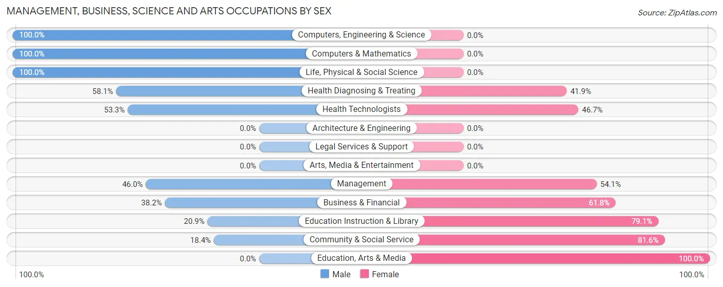 Management, Business, Science and Arts Occupations by Sex in Toulon
