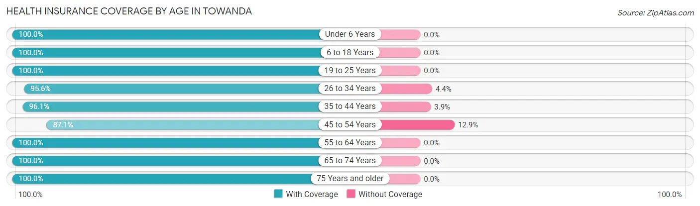 Health Insurance Coverage by Age in Towanda