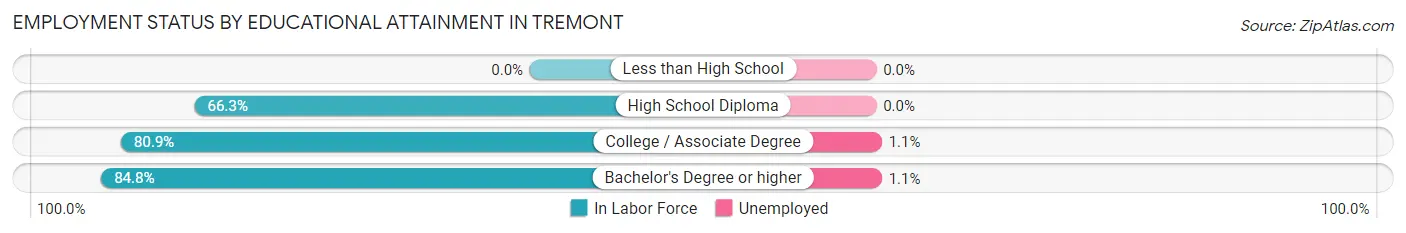 Employment Status by Educational Attainment in Tremont
