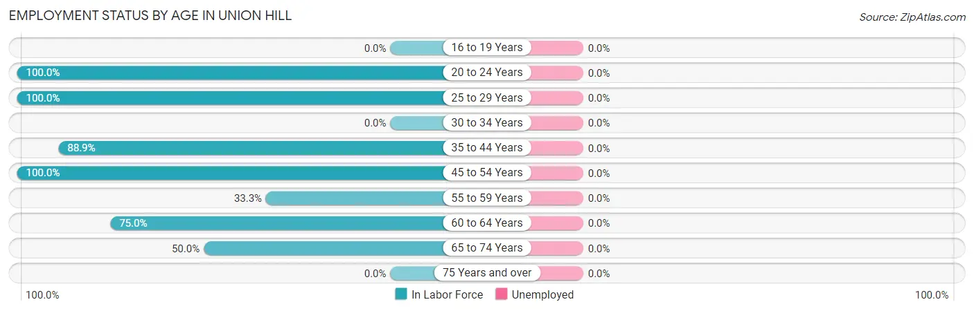 Employment Status by Age in Union Hill
