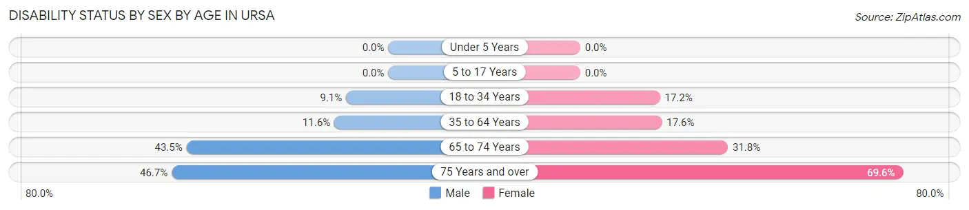 Disability Status by Sex by Age in Ursa