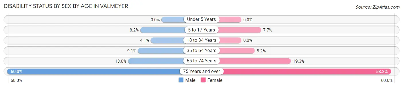 Disability Status by Sex by Age in Valmeyer