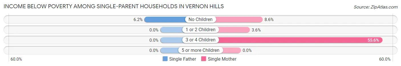 Income Below Poverty Among Single-Parent Households in Vernon Hills