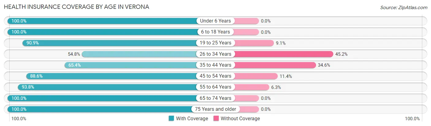 Health Insurance Coverage by Age in Verona