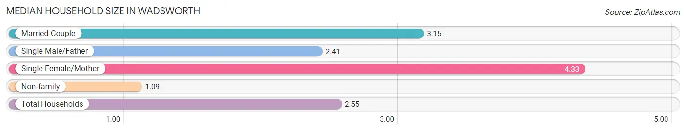 Median Household Size in Wadsworth