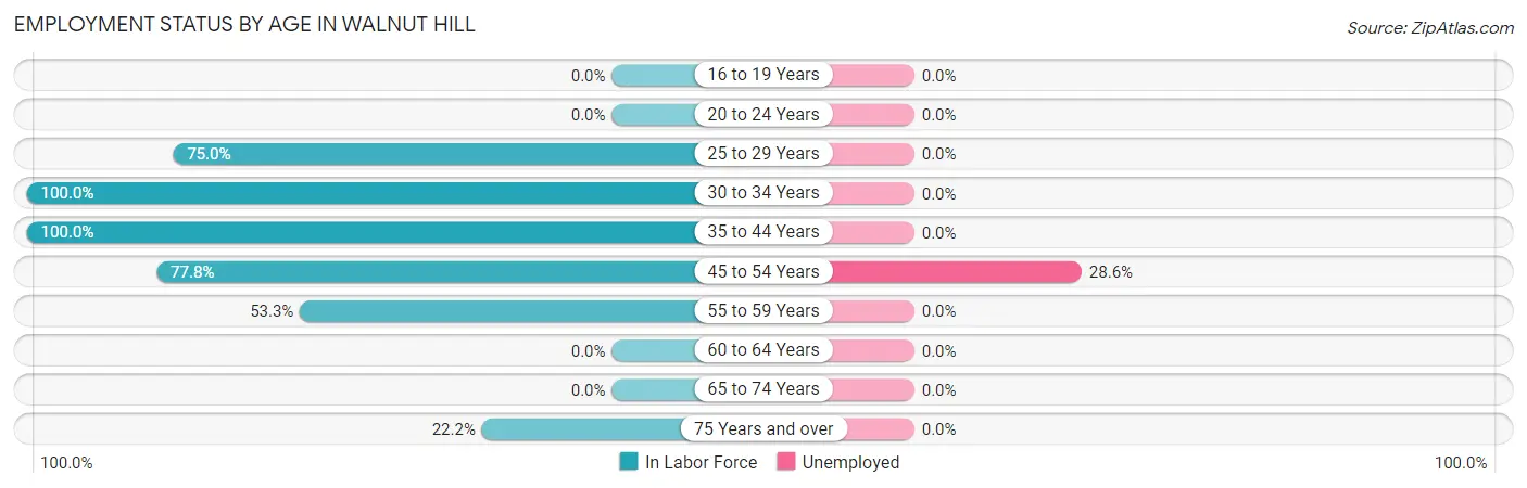 Employment Status by Age in Walnut Hill