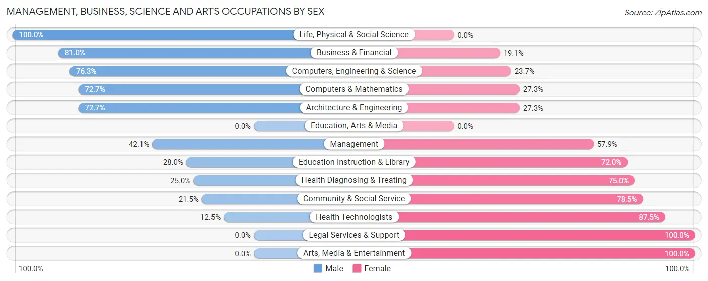 Management, Business, Science and Arts Occupations by Sex in Washburn