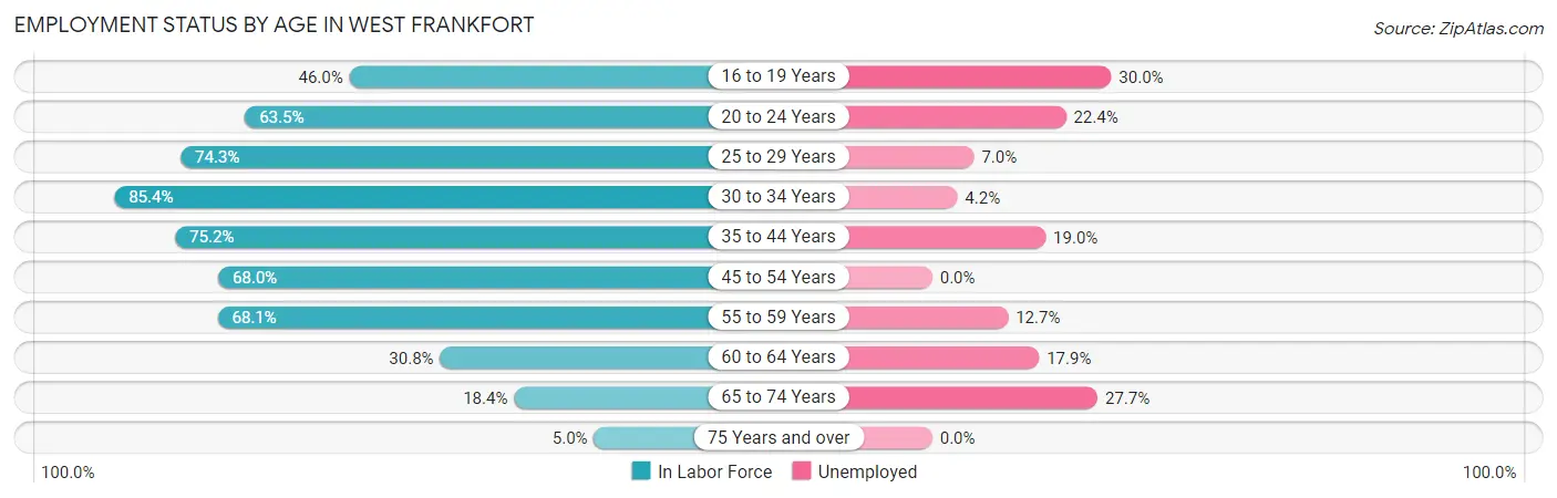 Employment Status by Age in West Frankfort