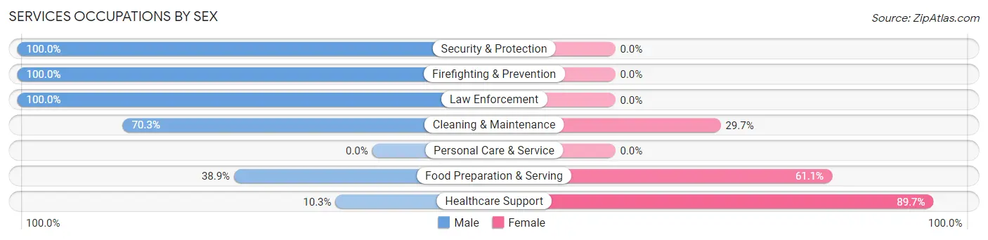 Services Occupations by Sex in West Frankfort