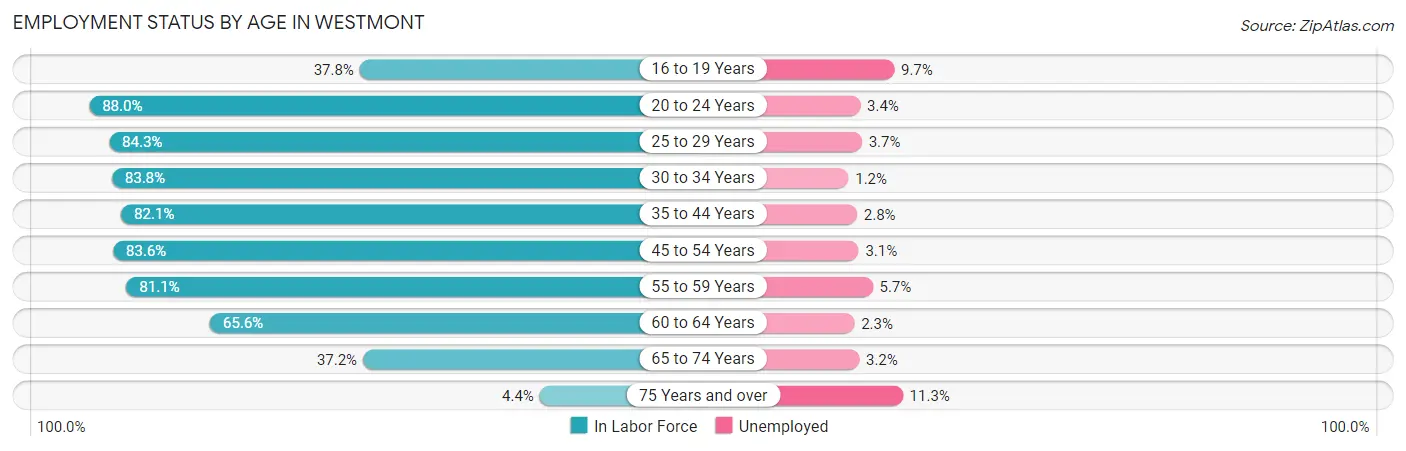 Employment Status by Age in Westmont