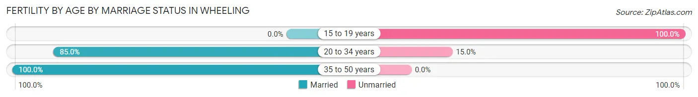 Female Fertility by Age by Marriage Status in Wheeling