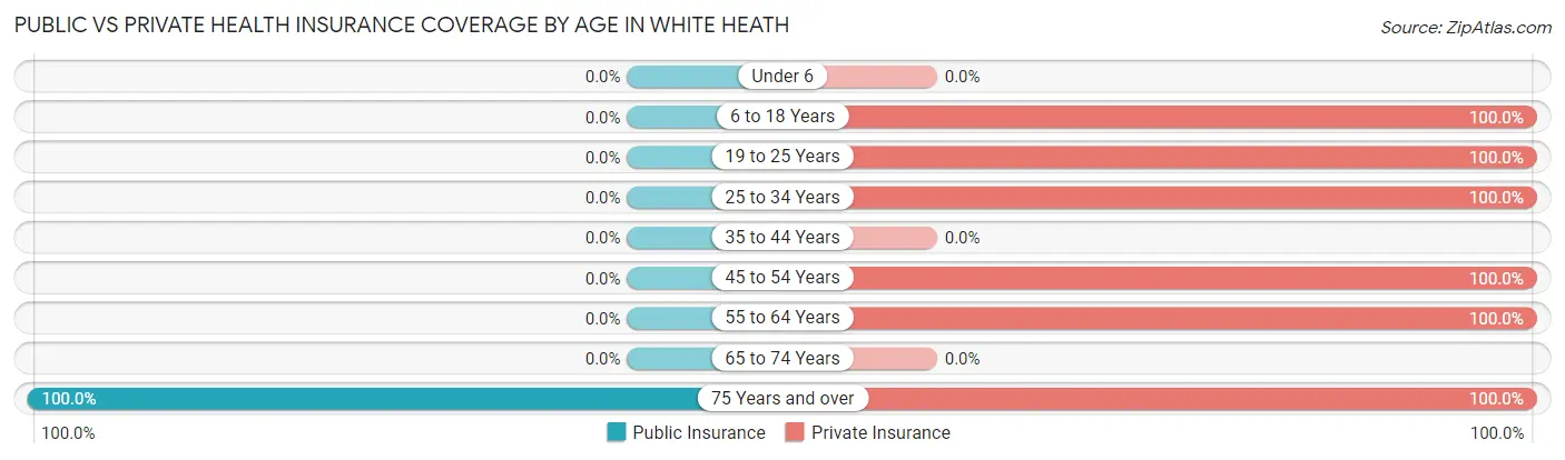 Public vs Private Health Insurance Coverage by Age in White Heath
