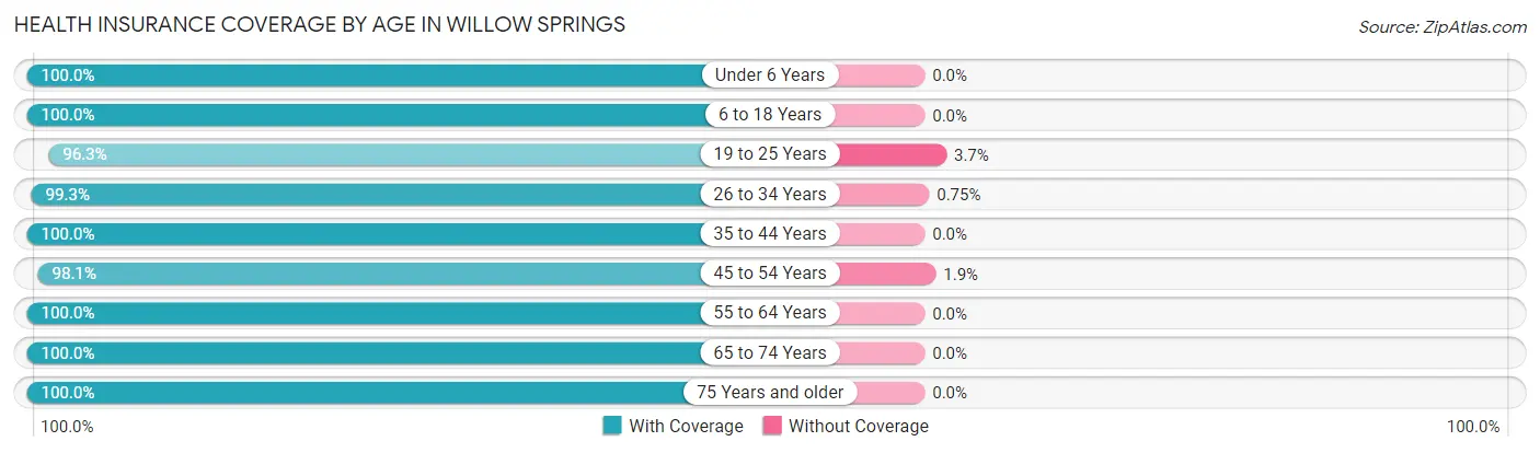 Health Insurance Coverage by Age in Willow Springs