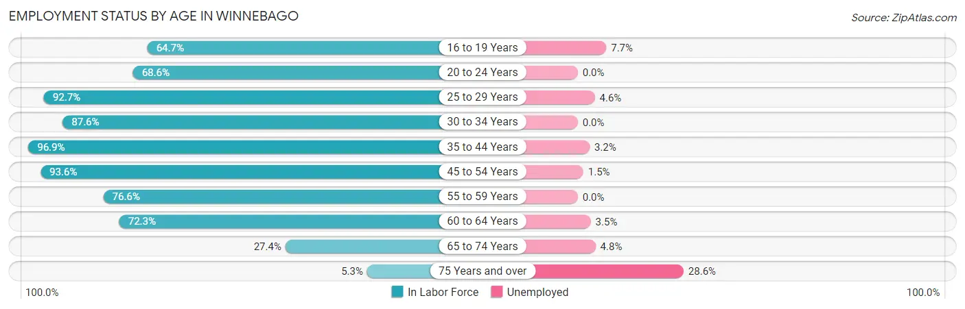 Employment Status by Age in Winnebago