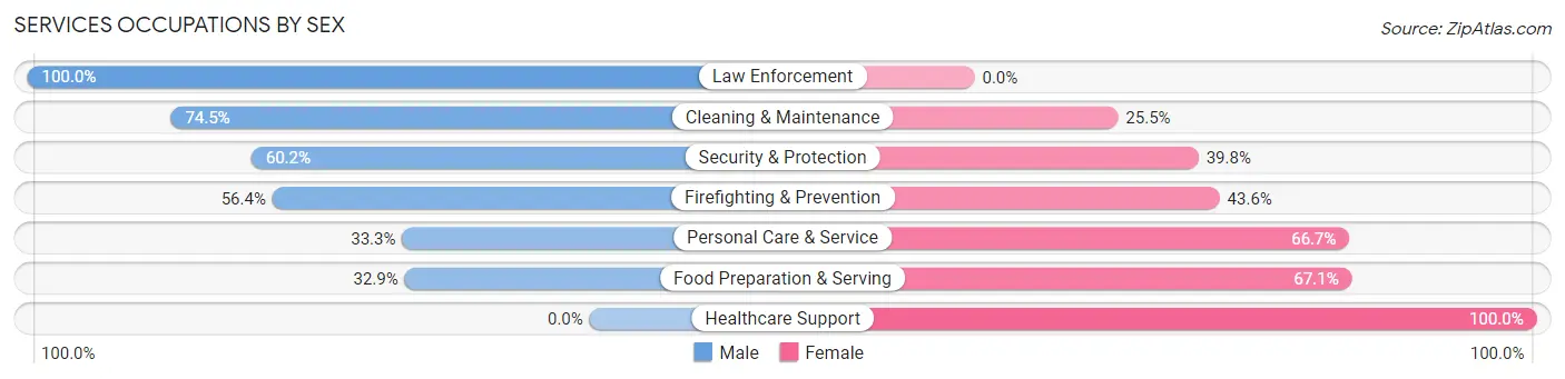 Services Occupations by Sex in Wood River
