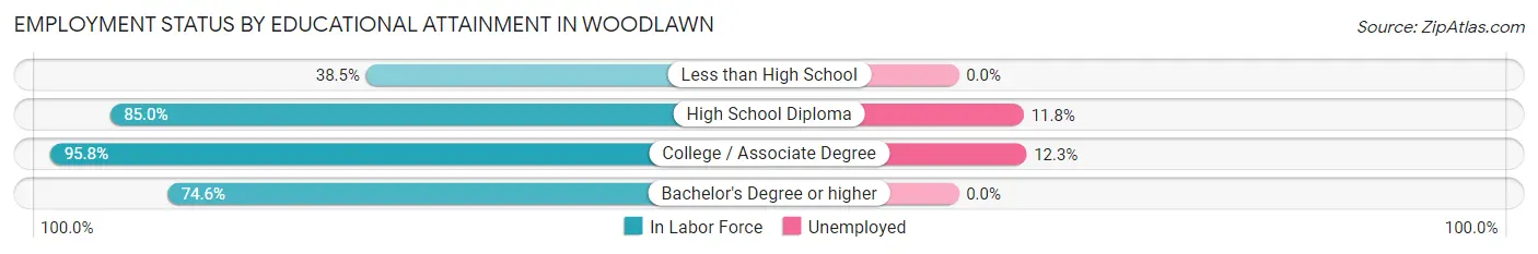 Employment Status by Educational Attainment in Woodlawn