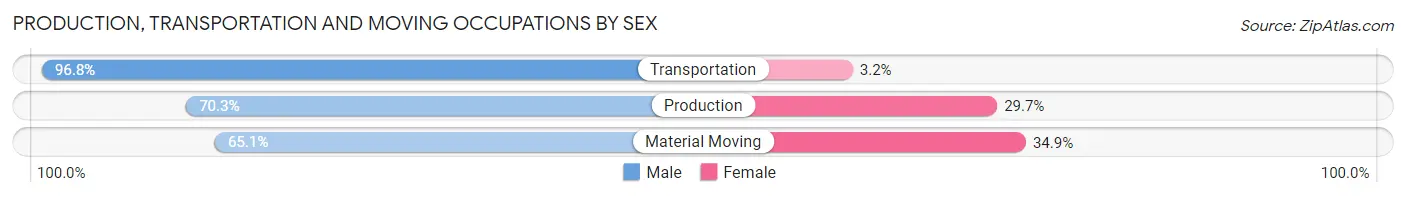 Production, Transportation and Moving Occupations by Sex in Worth