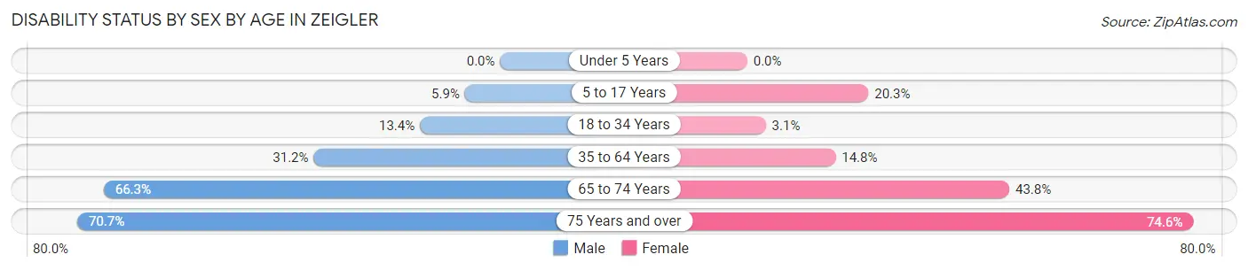 Disability Status by Sex by Age in Zeigler