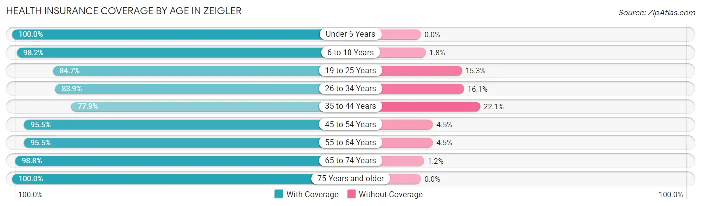 Health Insurance Coverage by Age in Zeigler