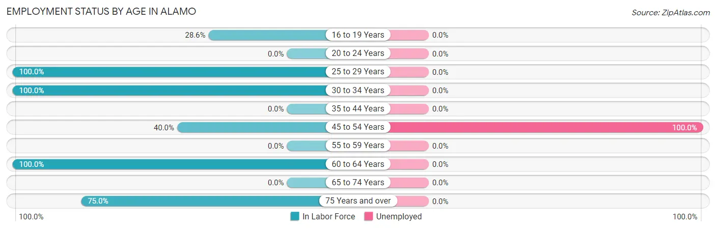 Employment Status by Age in Alamo