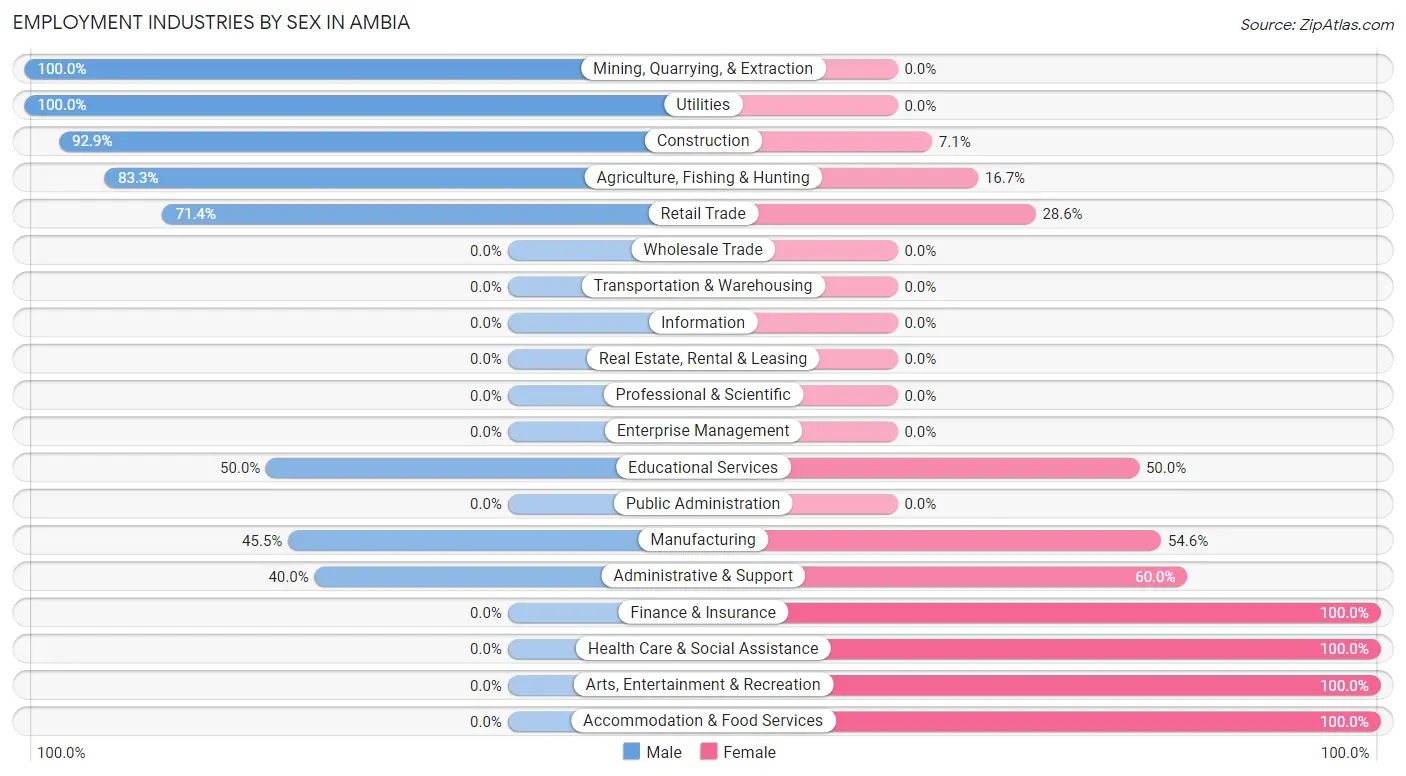 Employment Industries by Sex in Ambia