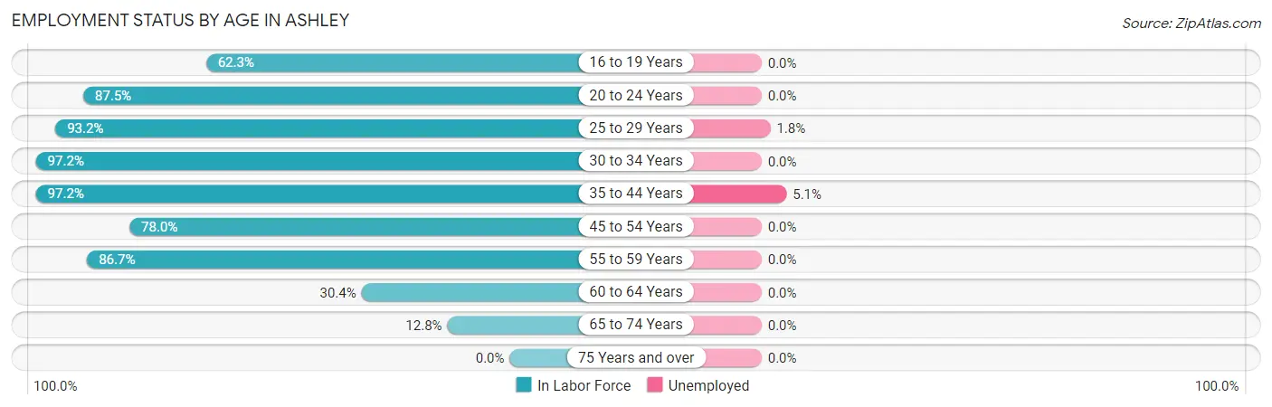 Employment Status by Age in Ashley