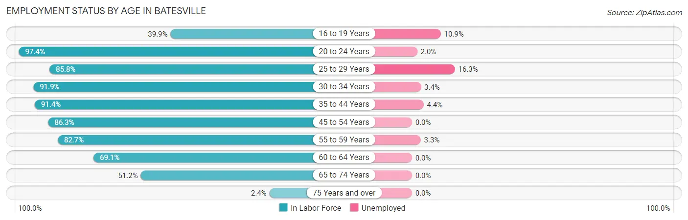 Employment Status by Age in Batesville