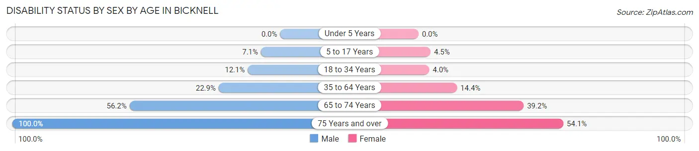 Disability Status by Sex by Age in Bicknell