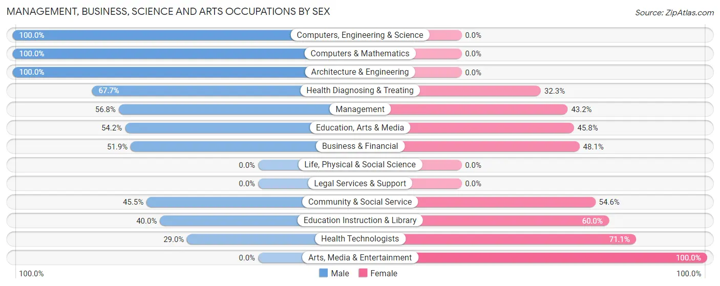 Management, Business, Science and Arts Occupations by Sex in Bicknell