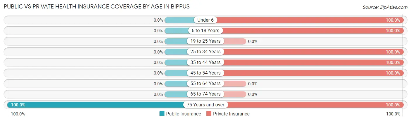 Public vs Private Health Insurance Coverage by Age in Bippus