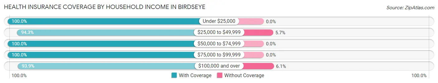Health Insurance Coverage by Household Income in Birdseye