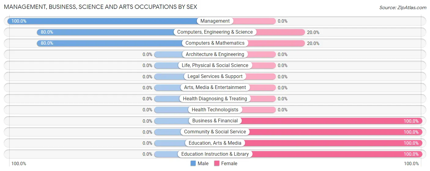 Management, Business, Science and Arts Occupations by Sex in Birdseye
